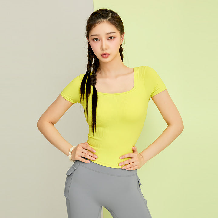 Soft Ribbed Square-neck Top