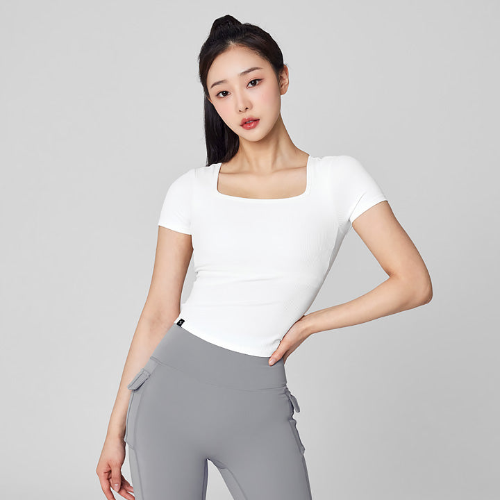 Soft Ribbed Square-neck Top