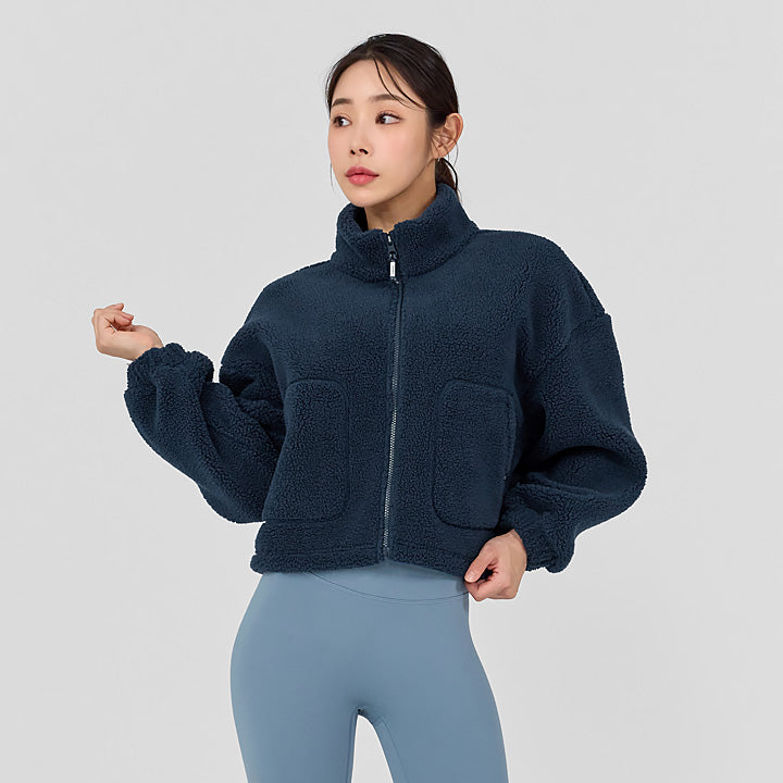 Sherpa Crop Zip-up Jacket