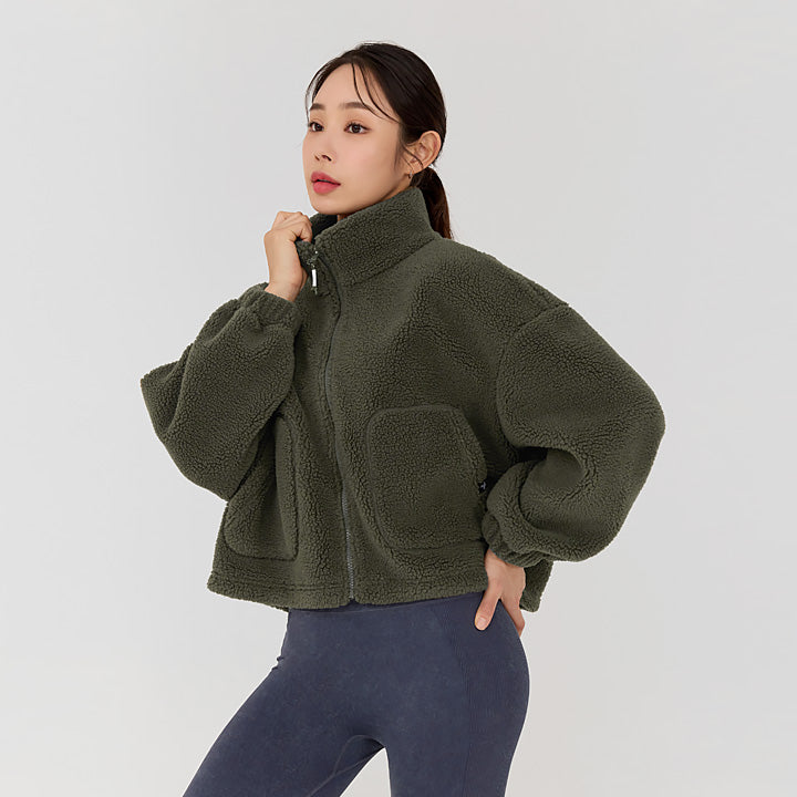 Sherpa Crop Zip-up Jacket