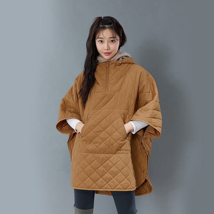 Quilted Hood Packable Poncho