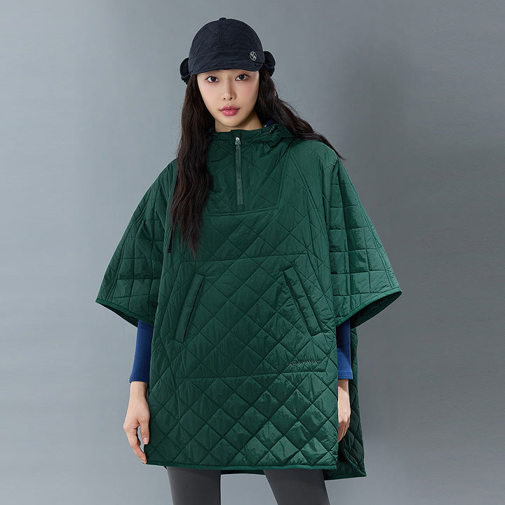 Quilted Hood Packable Poncho