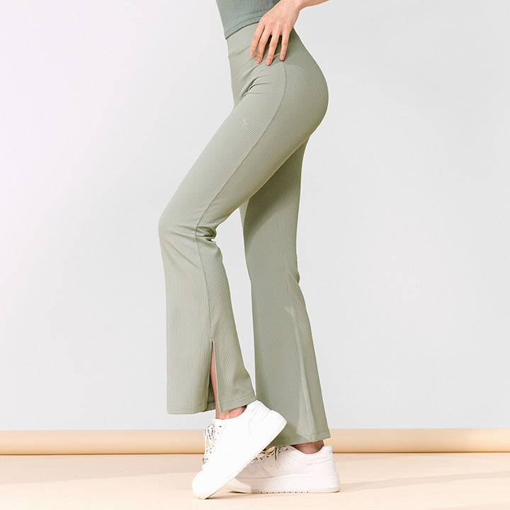 Ribbed Tension Bootscut Slit Pants