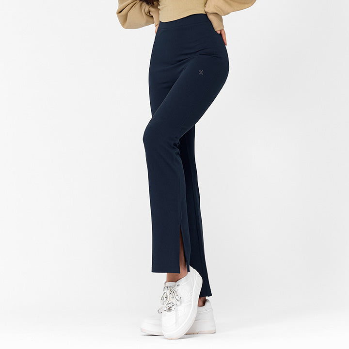 Ribbed Tension Bootscut Slit Pants