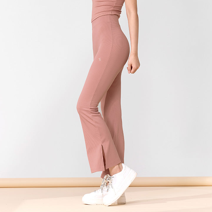 Ribbed Tension Bootscut Slit Pants