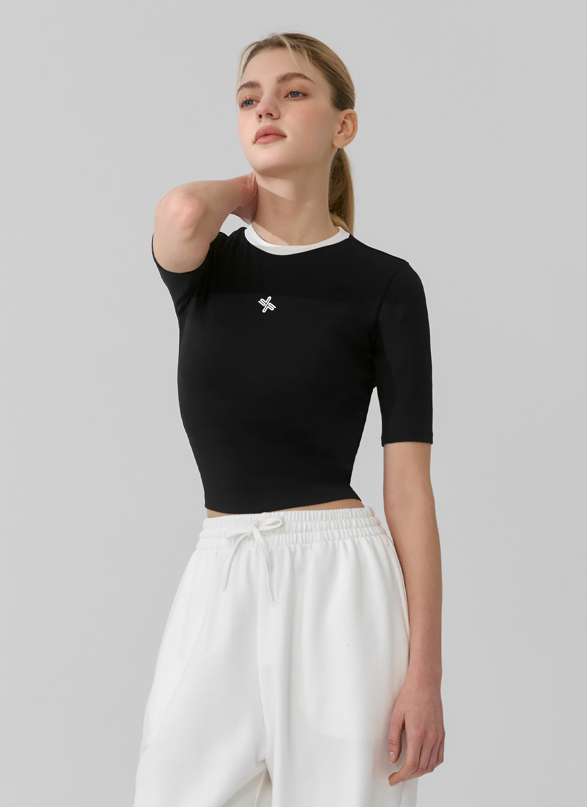 Sporty Logo Color Block Crop Top