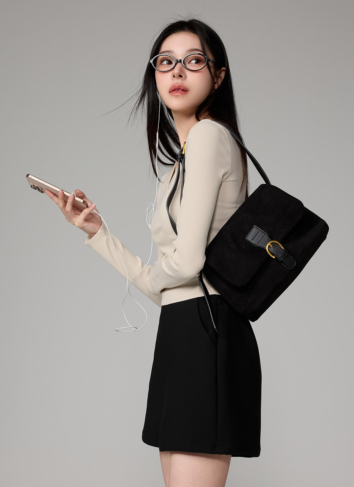 Ribbed Lap V-neck Long Sleeve