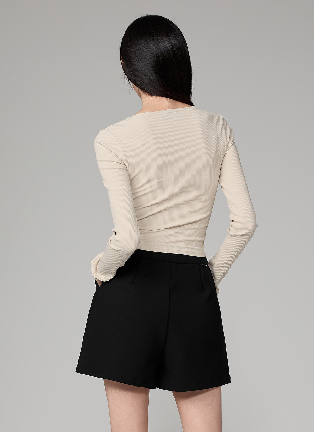 Ribbed Lap V-neck Long Sleeve