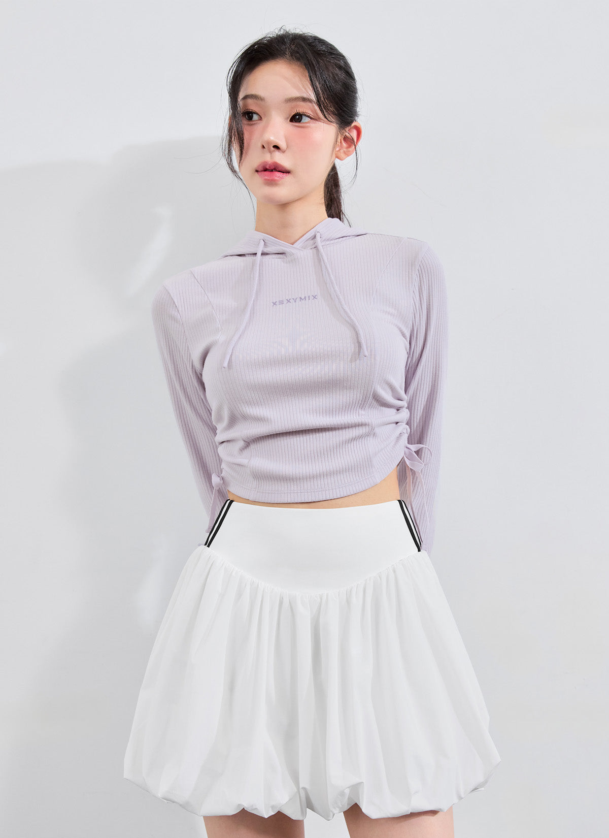 Soft Rib Side String Hoodie