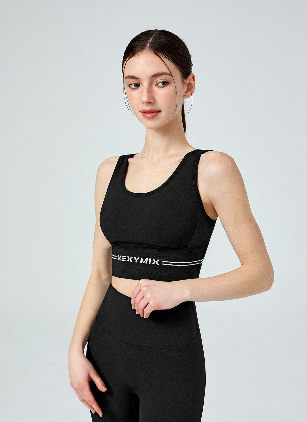 Black Label Power Rise Logo Banding Bra Top