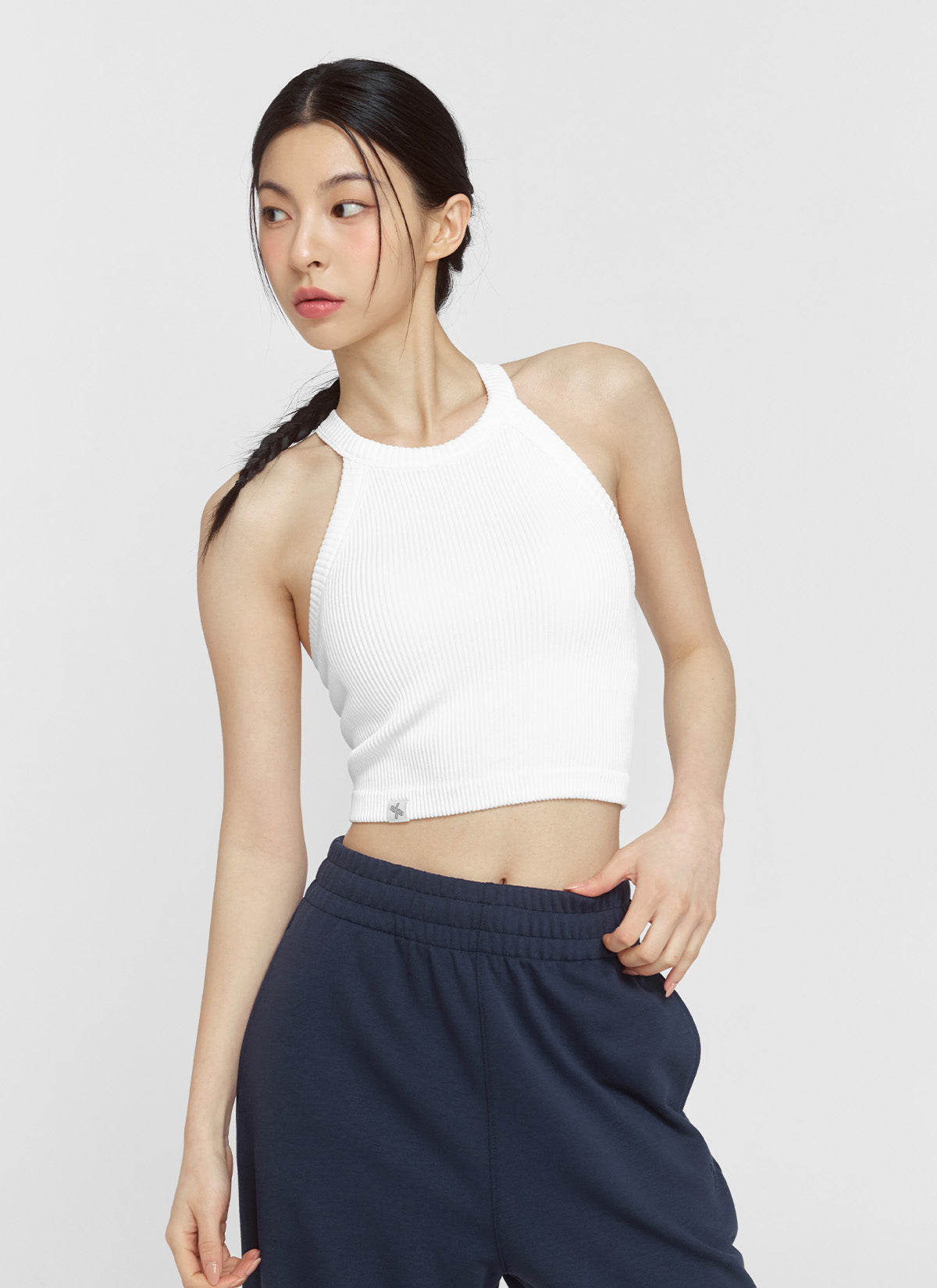 Ribbed Seamless Halter Neck Crop Top