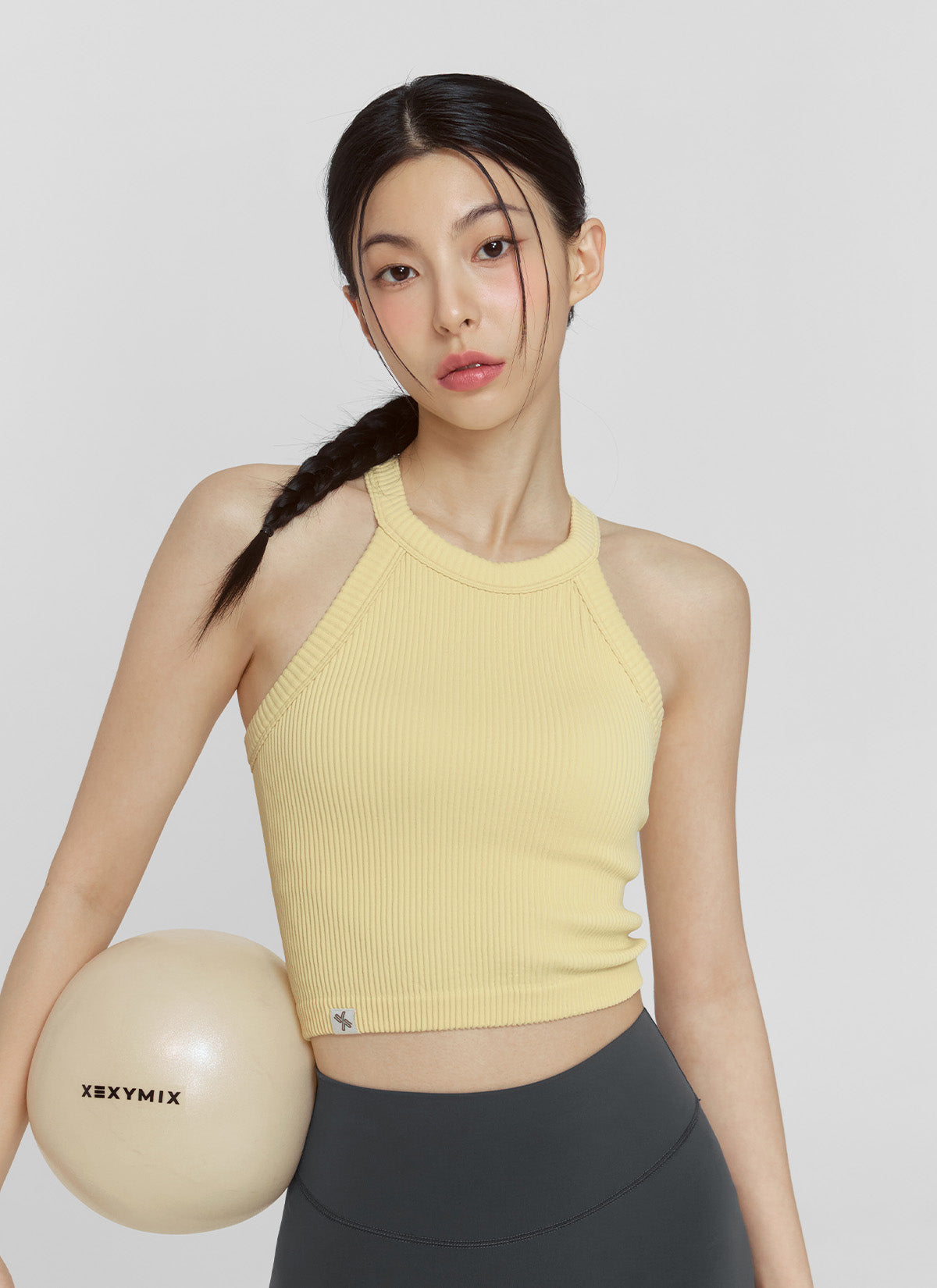 Ribbed Seamless Halter Neck Crop Top