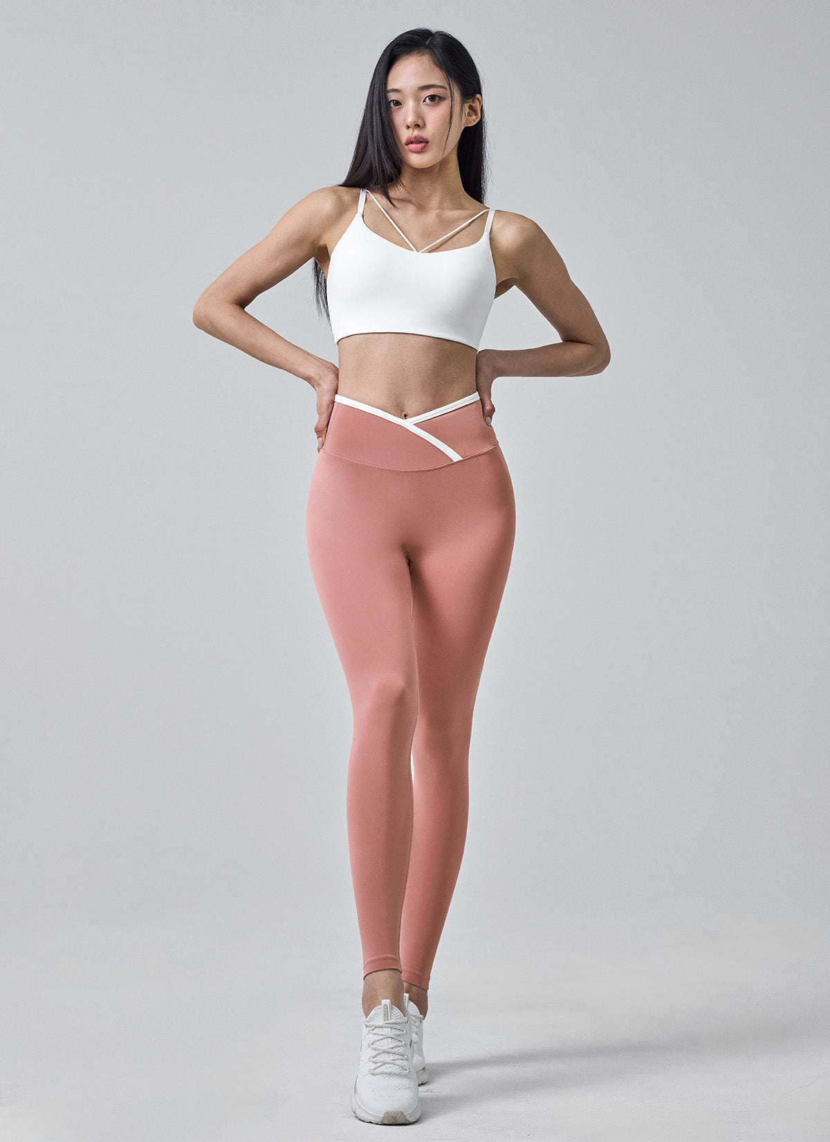 Overlapped Contrast Line Leggings