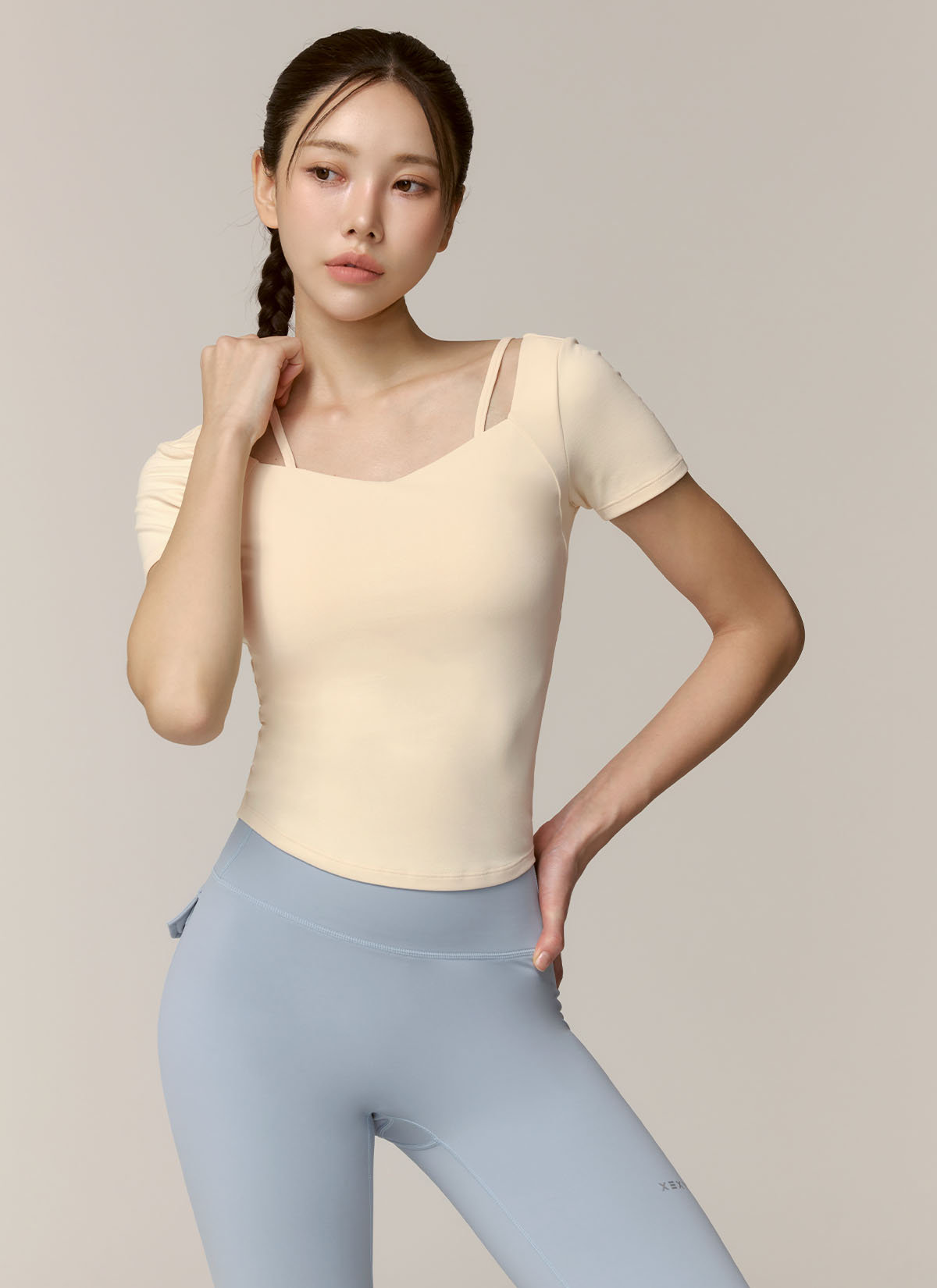 Cotton-Like Heart Neck Crop Top