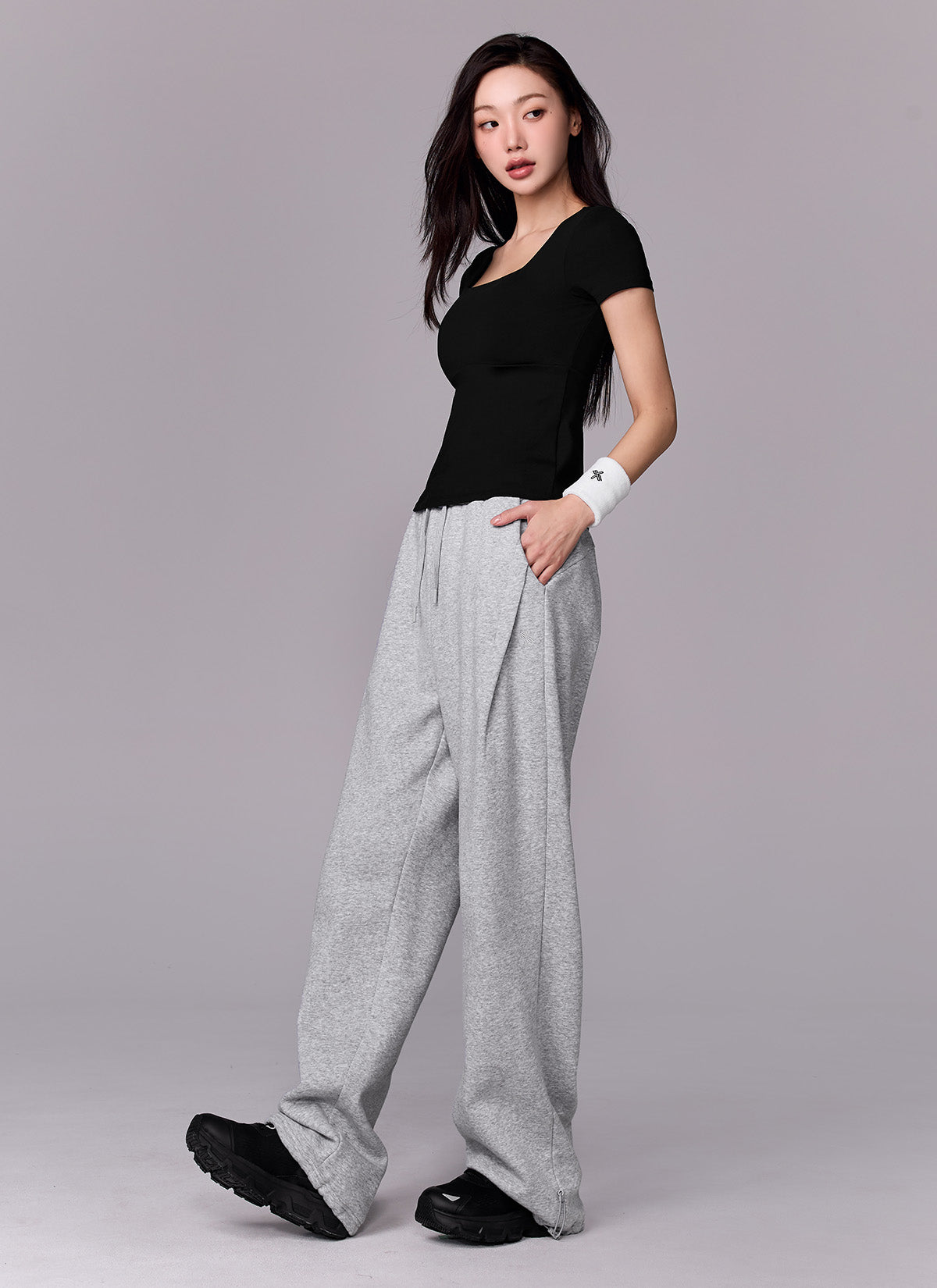 Flare Square Neck Inpad Short Sleeve