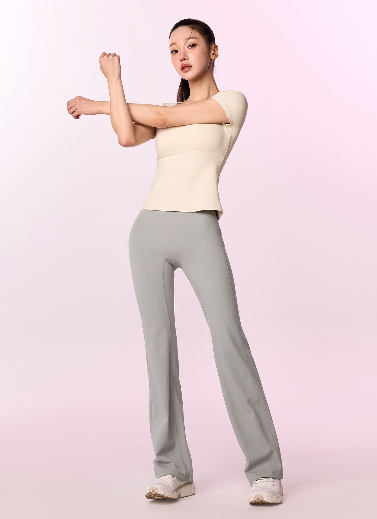 Flare Square Neck Inpad Short Sleeve