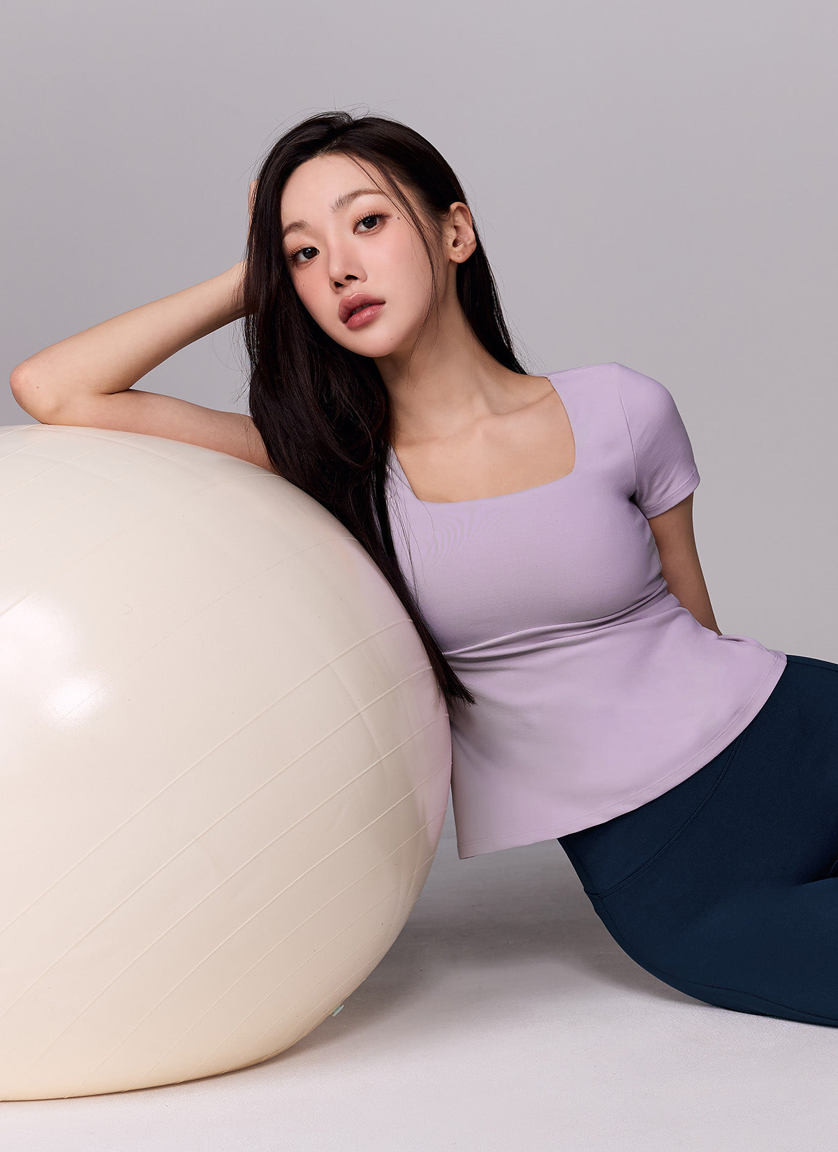 Flare Square Neck Inpad Short Sleeve