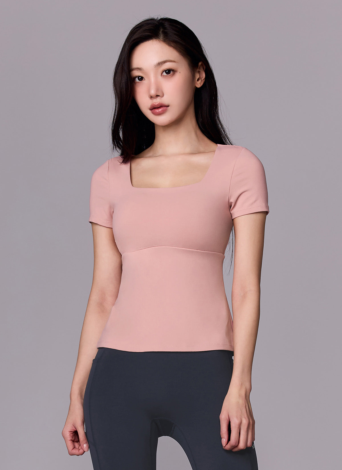 Flare Square Neck Inpad Short Sleeve