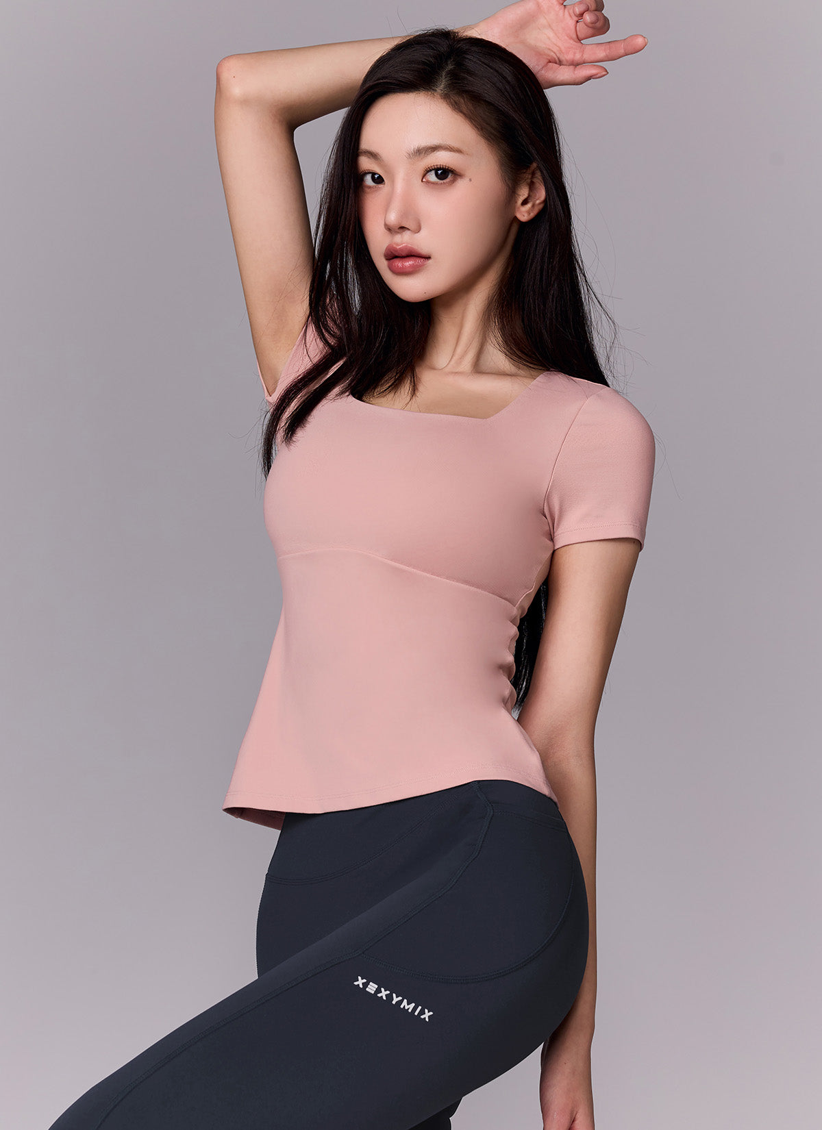 Flare Square Neck Inpad Short Sleeve