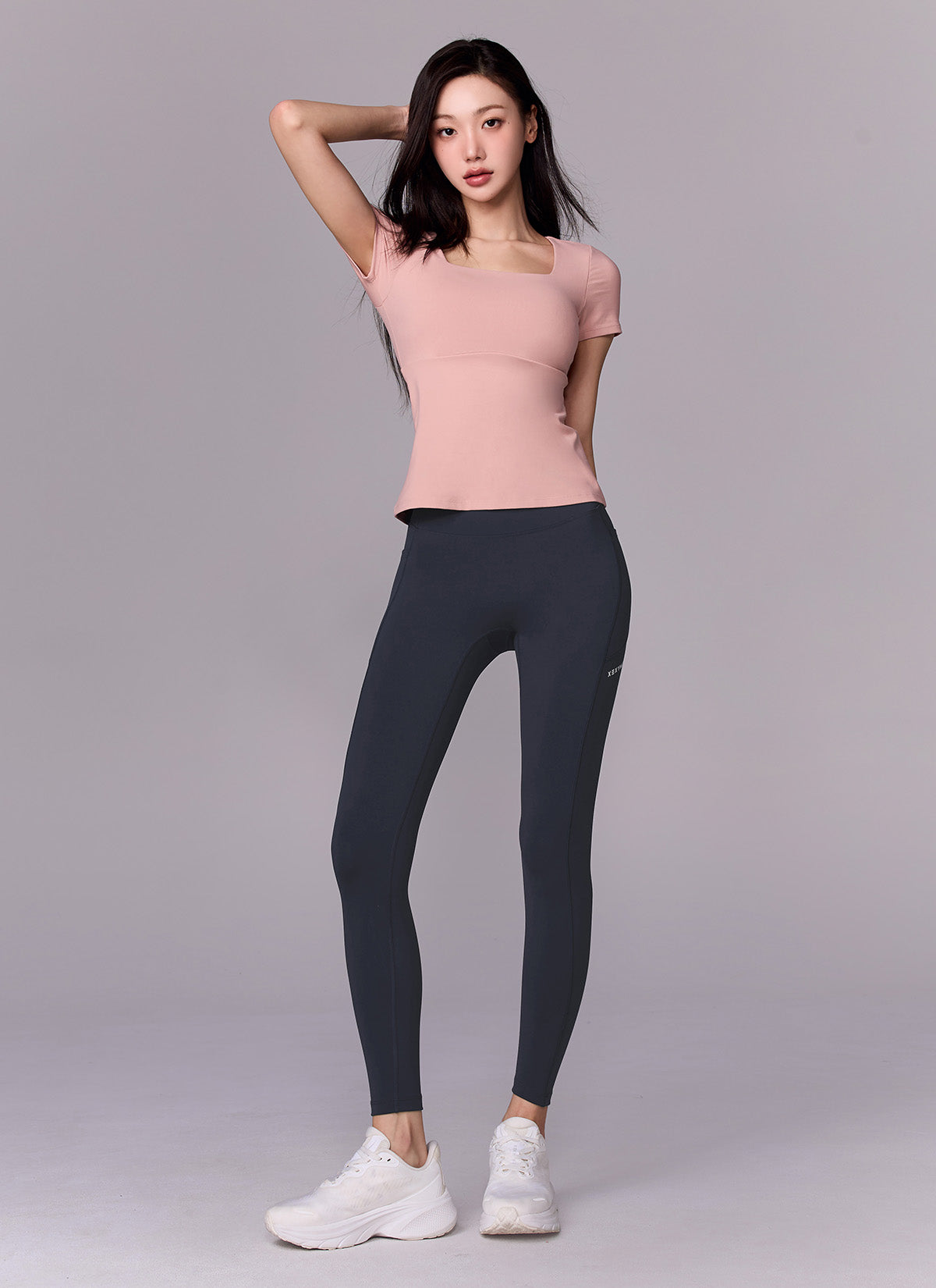 Flare Square Neck Inpad Short Sleeve