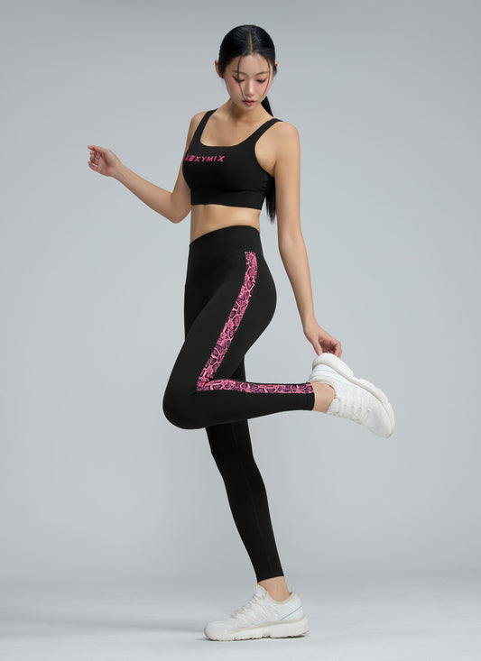 Black Label Power Rise Python Color Block Leggings