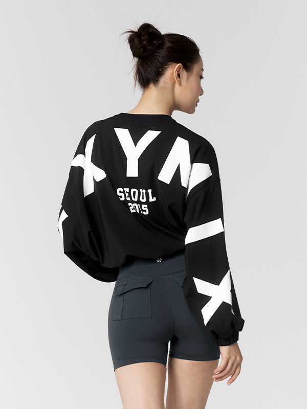 Lettering Loose Fit Crop Sweatshirt