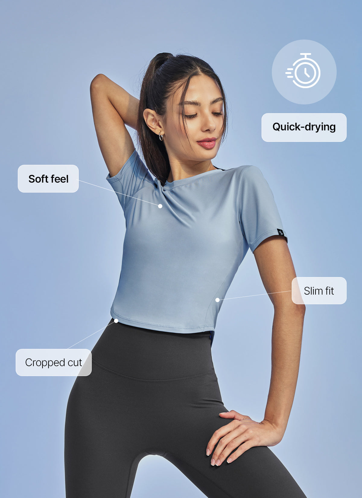 [2 FOR]Ice Feather Cropped Short Sleeve