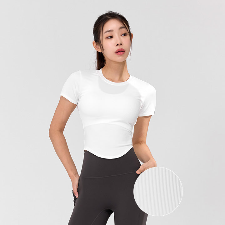 Ribbed Round Crop Short Sleeve