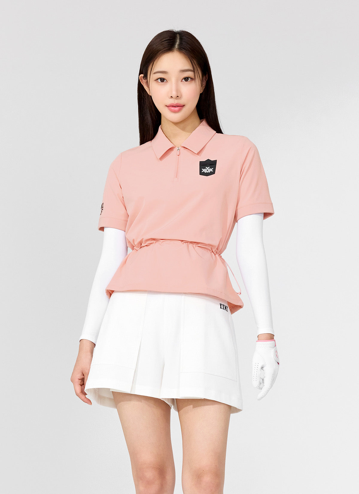 Woven String Collar Short Sleeves