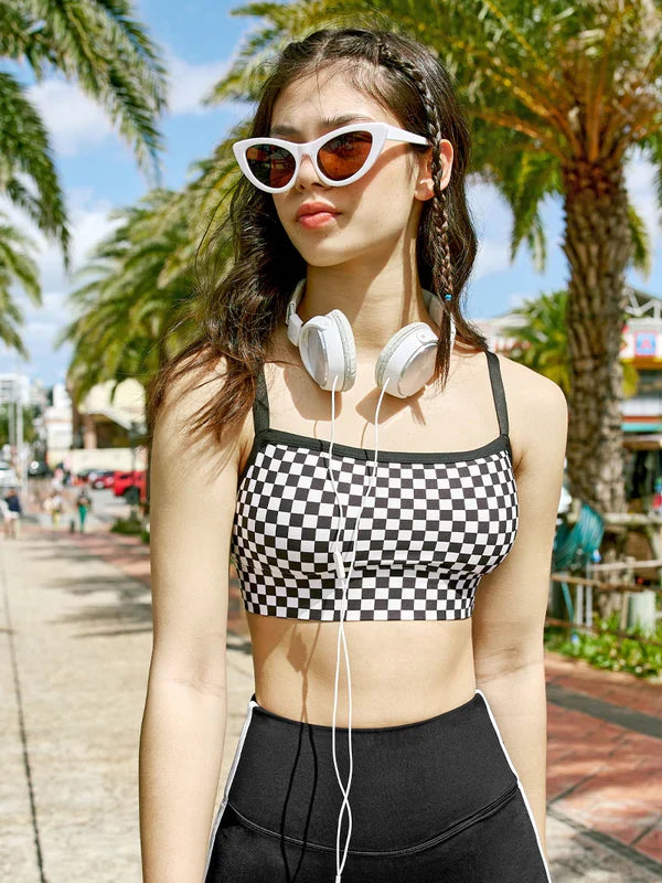 Black Label Life Checkerboard Bra Top