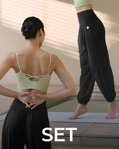 [YOGA SET]Black Label Signature 300N Basic Bra Top + Vinyasa Harem Pants