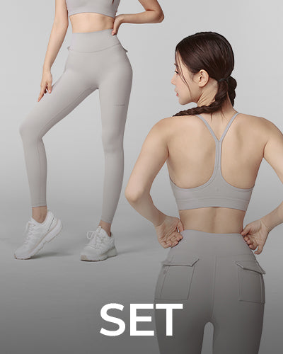 [Premium SET] Black Label Signature Breathe Racerback Bra +Black Label 360N Hip Pocket Leggings