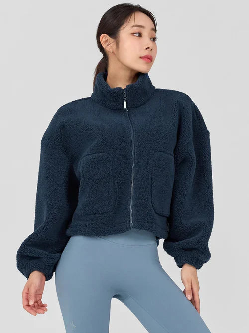 Sherpa Crop Zip-up Jacket