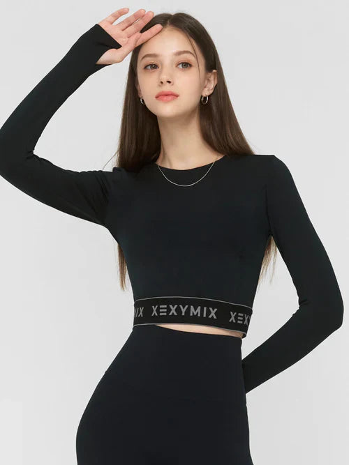 Logo Banding Crop Long Sleeve