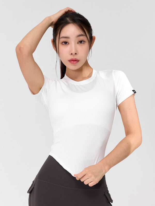 Ribbed Round Crop Short Sleeve