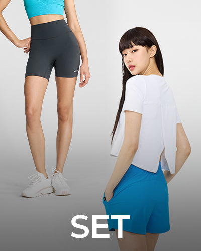 [COOL SET]Ice Feather Back Slit Crop Short Sleeve +Black Label 360N Hip Pocket Leggings 3