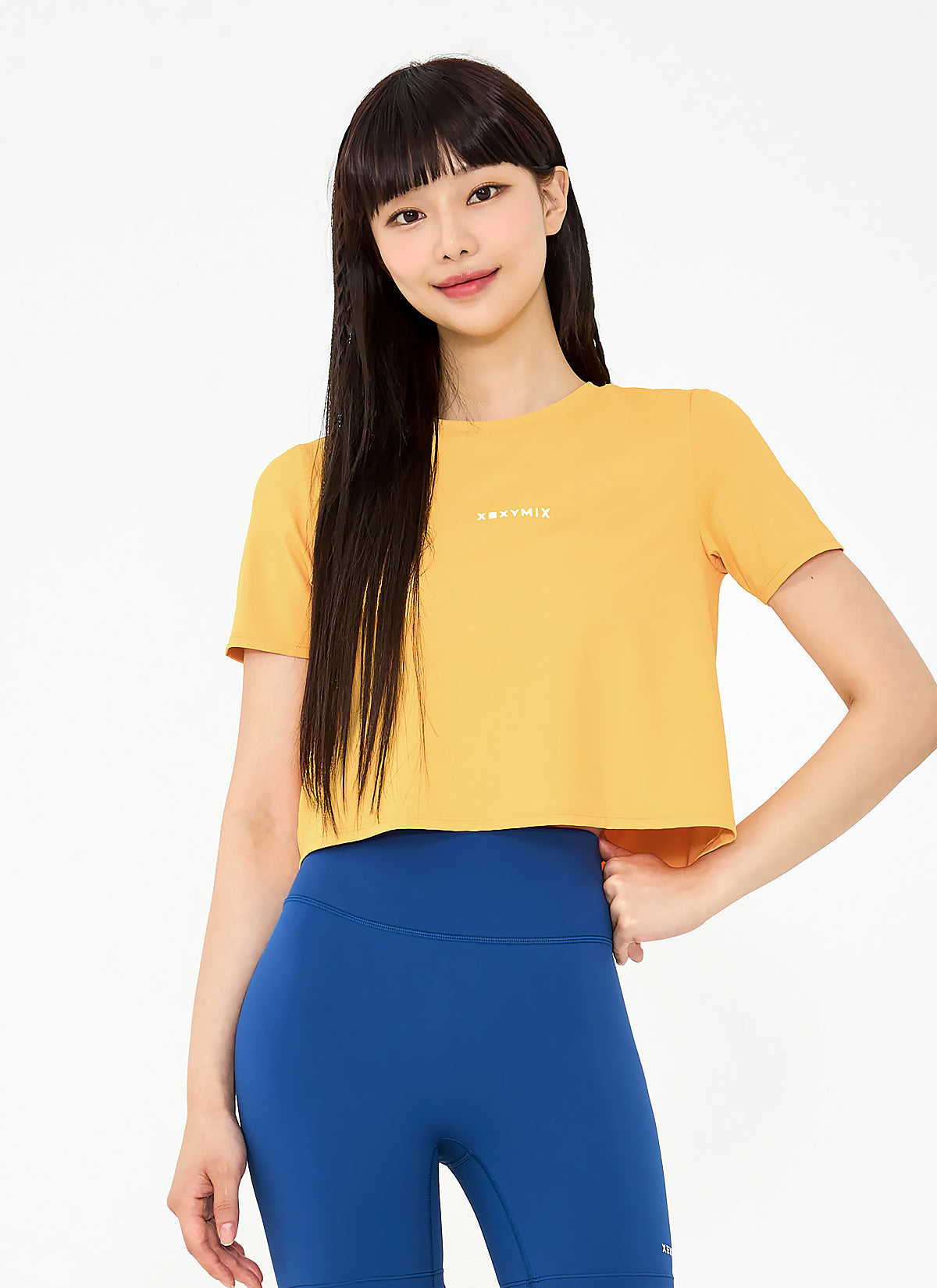 Ice Feather Back Slit Crop Short Sleeve