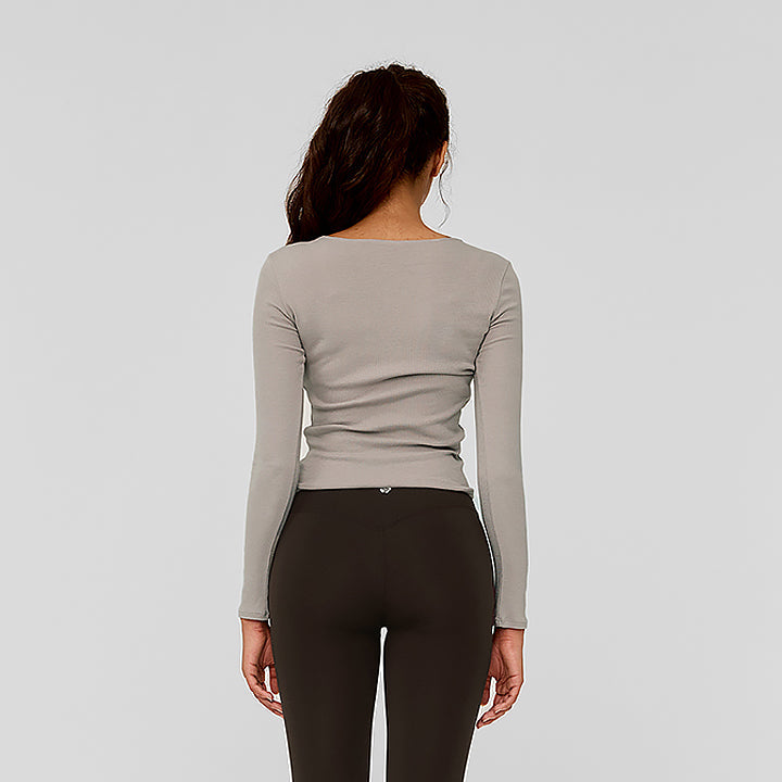 Ribbed Shirring Long Sleeve